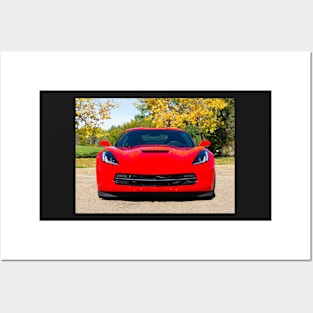 Red Sports Car Front View Posters and Art